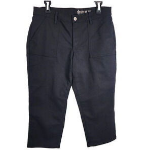 Denim & Co Womens Stretch Double Weave Crop Pants 12P Petite Twill Black A301852